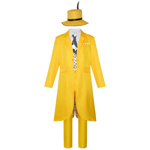 Costume da Uomo per Halloween e Carnevale, Ispirato al Film 'The Mask' di Jim Carrey, Completo Giallo con Cappello RMOV-38 - Product Image 1