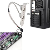 Câble d'extension USB 2.0 double port 0,3 m de qualité supérieure avec adaptateur de plaque arrière et connecteur interne 9 broches pour ordinateur de bureau