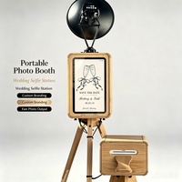 Photomaton vintage en chêne double face, rétro, instantané, DSLR, double face avec écran tactile de 18,5 pouces