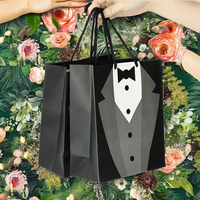Sacs fourre-tout en papier recyclé avec poignées pour smoking de garçons d'honneur, pour mariage, fête des pères, décorations de fête, cadeaux et friandises