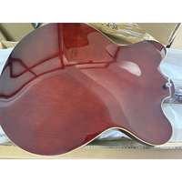 Gitar Elektrik Profesional 12 Senar Brown Tiger Bright Full Hollow F Hole Retro Kayu Maple & Linden Pasif Tertutup