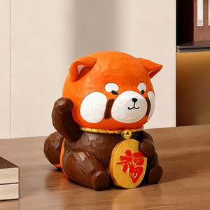 Little Panda Resin Ornament Red Panda Shape Artistic Home Decoration Craft for Living Room Desktop Gift - Product Image 4