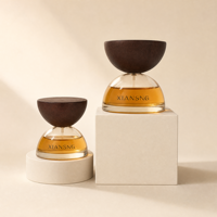 Vente flash - Flacon de parfum unique en forme de demi-cercle, flacon de parfum personnalisé, flacon de parfum en verre transparent avec couvercle en bois