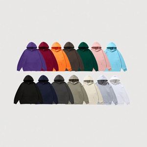 H5405 Wholesale Custom 380 Gsm Cotton Blends <b>Drop</b> Shoulder Blank Oversized Plain Men's Hoodies - Product Image 1