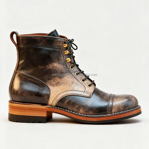 Sepatu Chelsea Pria Kulit Asli Lapisan Dalam Kulit Tinggi Setinggi Mata Kaki Bernapas Anti Selip Sol Goodyear Penambah Tinggi 2025 - Product Image 5