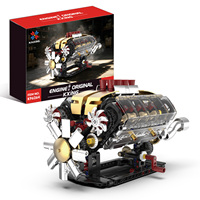 Set de Construcción de Bloques de Plástico Eléctricos MOC: Modelo de Motor V8 Clásico con Válvulas, Juguete de Coches, Rompecabezas, Regalo Científico para Fiestas, Adorno
