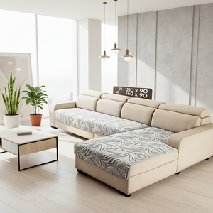 Housse de canapé sectionnel moderne pour salon, en jacquard dentelle avec motif végétal tendance, imperméable, lavable, style uni délicat - Product Image 4