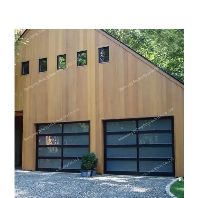 Penjualan pabrik kaca tempered serat kaca reflektif panel pintu garasi untuk rumah modern Amerika