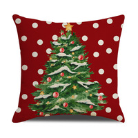 Housse de coussin de Noël YINUAN à pois, motif Père Noël et sapin, taie d'oreiller décorative pour canapé