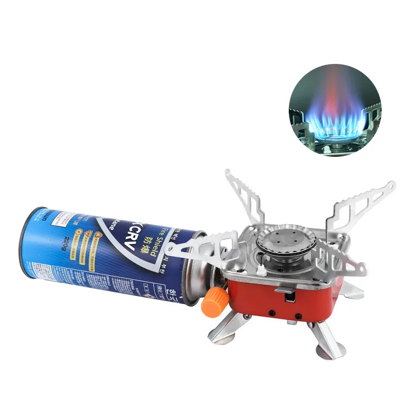 Mini Camping Stove Portable Outdoor Windproof Propane Gas Prity Stoves Hiking Ultralight Folding Metal Burner Card Type Stoves