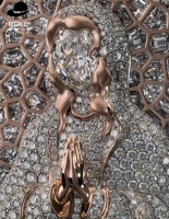 Pendentif Madonna de luxe en or 9K-18K/or rose, collier pavé de diamants de laboratoire glacés - Certifié IGI