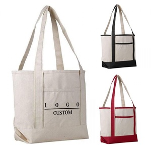 Wholesale Heavy Duty OEM Custom Logo Plain Blank Grocery Cotton Canvas Boat Tote Bag