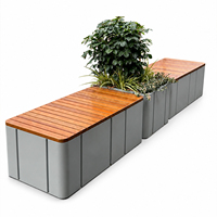 Jardinières carrées minimalistes modernes en bois massif et métal thermolaqué pour jardins, parcs et hôtels – Usage commercial extérieur