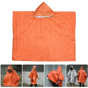 Imperméable Orange Imperméable à Capuche pour <span class=keywords><strong>Poncho</strong></span> Taille XL Imperméable Réfléchissant pour Sports de Plein Air-Randonnée Vélo Cyclisme Plastique Épais - Product Image 6