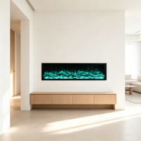 Cheminée électrique encastrable murale de 20 pouces, insert linéaire intelligent avec télécommande Wi-Fi, chauffage certifié CE, flamme LED pour la maison et le bureau