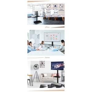 Support de TV mobile multifonction DB Angle de hauteur réglable avec roues verrouillables au sol en verre trempé pour LCD/Plasma - Product Image 6