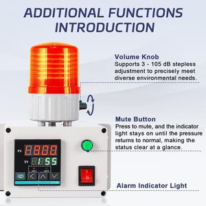 Alarma Digital de Presión de Aire/Agua/Aceite SSAP168 110V 232PSI - Sirena Sonora de Alta/Baja Presión y Baja Presión de Agua - Product Image 5