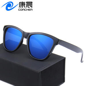 Lunettes de soleil polarisées unisexes Conchen, monture noire, verres bleus, protection UV400, pour la conduite, la pêche, les sorties, protection solaire, matériau PC TAC - Product Image 1