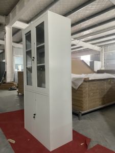 Armoire de classement de bureau en acier thermolaqué, mobilier de rangement métallique, avec serrure à clés et porte vitrée - Product Image 2