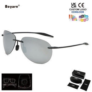 Occhiali da Sole Rettangolari Senza Montatura Boyarn, Montatura <span class=keywords><strong>TR</strong></span> Gialla e Grigia, Lenti Polarizzate per Sport e Guida - Product Image 4