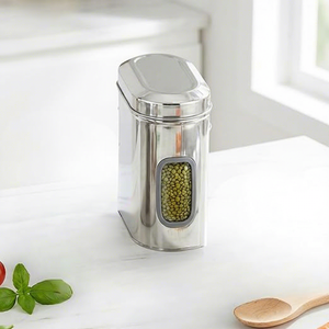 Stainless Steel Food Storage <b>Containers</b> Rectangular Airtight Minimalist Design Heavy Gauge Metal Kitchen Bin - Product Image 5
