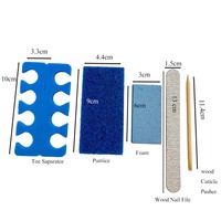 Kit de manucure et pédicure professionnel 5-en-1 Blue Fashion, avec pierre ponce naturelle double face, lime à ongles en plastique, polissoir et râpe à pieds