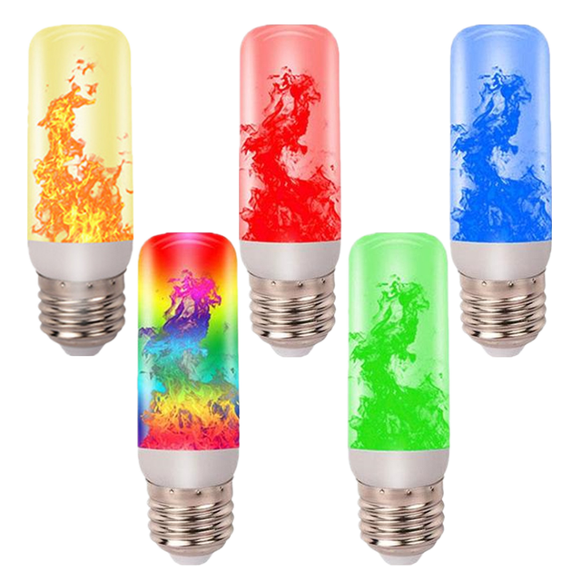 LED Mini Flame Light Bulb 4-Mode Flickering Emulation Fire for E26/E27/E14 Bases 85-265V for Garden Lighting