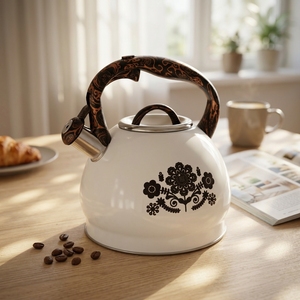 3L Floral Design Bouton Poussoir Base à Induction Sifflement Bouilloire à Café <span class=keywords><strong>Chauffe</strong></span>-<span class=keywords><strong>eau</strong></span> Sans Soudure en Acier Inoxydable Matière Plastique - Product Image 1