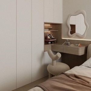 Set <span class=keywords><strong>Armadio</strong></span> e Comodino <span class=keywords><strong>per</strong></span> Bambini in Stile Crema Francese, in Truciolato Resistente, Autoportante, Salvaspazio, Grande Capacità - Product Image 6