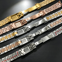 Bracelet réglable de luxe en acier inoxydable brossé et poli doré de 20 mm avec fermoir à boucle ardillon pour montres