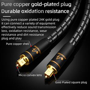 Câble Toslink plaqué or 24 carats ATAUDIO 1m 2m 3m 5m 7,5m 10m Câble <span class=keywords><strong>audio</strong></span> numérique fibre <span class=keywords><strong>optique</strong></span> Toslink mâle mâle <span class=keywords><strong>coaxial</strong></span> en stock - Product Image 5
