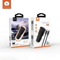Pengisi Daya Mobil USB C PD 20W Tipe-C USB-A QC 3.0 18W Pengisian Cepat dengan Kabel untuk Ponsel, Kamera & Earphone
