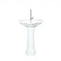 Lavabo sur pied en céramique moderne et élégant, 570x470x840mm, capacité 9L, forme ovale, facile à nettoyer, pour hôtel, salle à manger, salle de bain