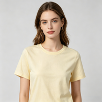 Dames T-shirt van 100% katoen, gebreid, 200 gsm, milieuvriendelijk, ademend, O-hals, casual, zeefdruk, effen, blanco