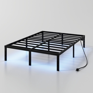 <span class=keywords><strong>Letto</strong></span> matrimoniale in ferro con illuminazione LED per hotel, speciale per il commercio transfrontaliero, con piattaforma rimovibile, regolabile e pieghevole in metallo - Product Image 4