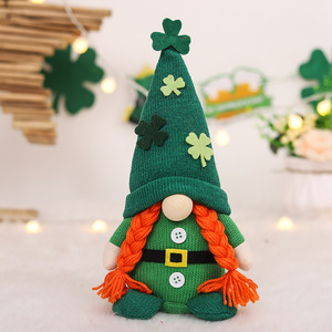 San Patrick's Day Gnome peluche elfo decorazioni cappello verde bambola senza volto Clover fortunato appesa ornamento di san patrizio - Product Image 1