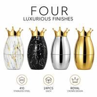 Ensemble de couverts en acier inoxydable doré, 24 pièces, finition miroir, design gravé royal, coffret cadeau de mariage