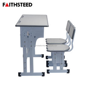 Set di Banchi e Sedie Scolastici Doppi Grigi Regolabili in Altezza per Istituti Educativi - Product Image 6