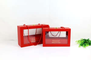 Kotak Hadiah Bunga Set <span class=keywords><strong>2</strong></span> Buah dari Karton PVC Transparan Kotak Persegi Panjang dengan Gesper Besi Kotak Kemasan Hadiah Persegi - Product Image 6