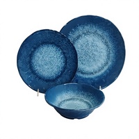 Assiettes et bols écologiques bleus OEM pour hôtels et restaurants, vaisselle en mélamine incassable, fabricants de vaisselle