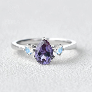 Luxury Pear Cut Lab Alexandrite Engagement <b>Rings</b> <b>Men</b> Custom 925 <b>Silver</b> Vvs Moissanite Diamond Triloav <b>Rings</b> Fine Women Jewely - Product Image 1