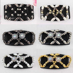 Peignes à cheveux élastiques pour femmes, perles, Double glissière, <span class=keywords><strong>chignon</strong></span> <span class=keywords><strong>magique</strong></span>, bricolage, outil de coiffure, métal, nouveauté, pince à cheveux, accessoires - Product Image 5