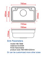 Bassin extensible 78x48 pistolet gris bol unique épaississement pressage évier haute capacité multifonctionnel évier en acier inoxydable cuisine