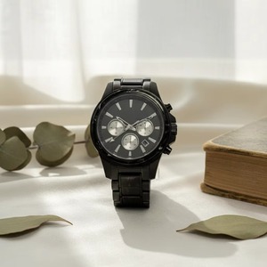 Reloj Casual de Negocios con Caja de Acero Plateado, 3 Subesferas, Cronógrafo con Detalles Plateados, Reloj Deportivo Monocromático 2025 - Product Image 1