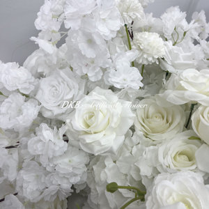 DKB Factory - Grande <span class=keywords><strong>Vente</strong></span> : Décoration Florale Extérieure pour Mariage et Saint-Valentin - Guirlande de Roses Blanches Artificielles en <span class=keywords><strong>Soie</strong></span> - Product Image 6