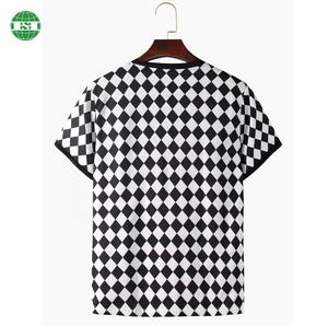 Personalizzato il tuo logo classico O collo camicie <span class=keywords><strong>a</strong></span> maniche corte nero bianco <span class=keywords><strong>a</strong></span> scacchi t-shirt personalizzate - Product Image 2