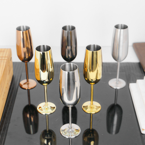 Custom Color Logo 260ml Stainless Steel <strong>Champagne</strong> <strong>Flute</strong> Unbreakable Metal Stem Wine Glass For Party Wedding Restaurant - Product Image 1