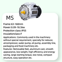 Moteur à induction de qualité industrielle MS 0,09 kW-18,5 kW 2/4/6/8 pôles, haute efficacité, coque en aluminium, moteur asynchrone triphasé AC
