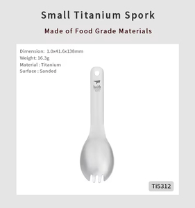 Fourchette-cuillère moderne de haute qualité en titane pur sablé, durable, écologique, portable, pour camping et pique-nique - Product Image 3