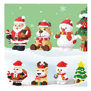 Creative Christmas Series Building Blocks Set Kawaii Reindeer Winter Village Mini House Model DIY Bricks Toys For Kids